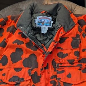VTG Field & Stream Men's Blaze Orange Camo Hunting Jacket Multi Pocket Sz Large